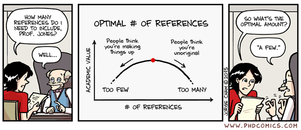 PHDComics strip on the correct number of references